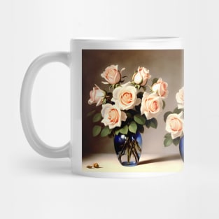 Two Roses Flower in Vase Glass Mug